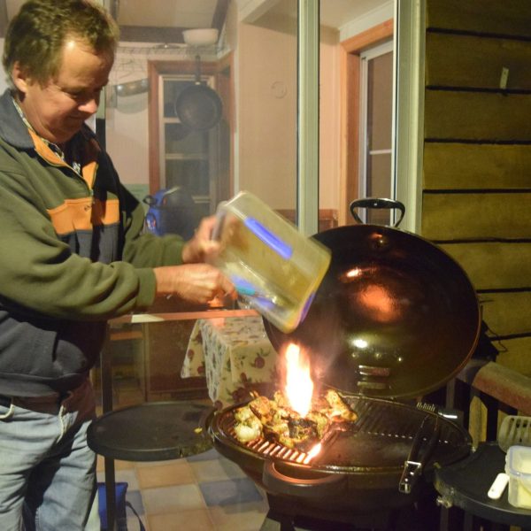 cooking at cabin BBQ